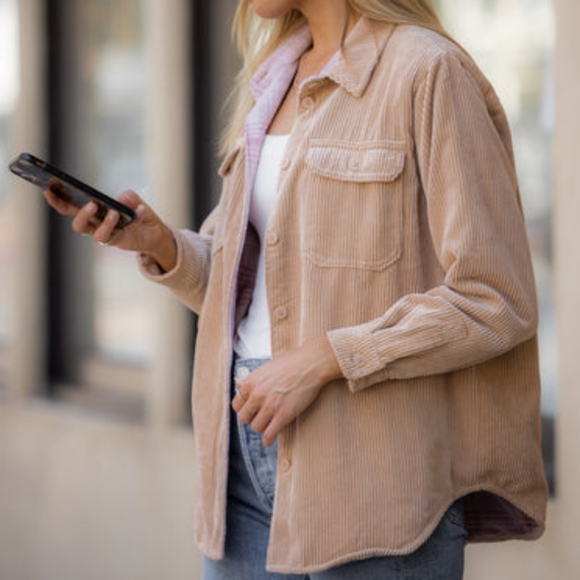 AMARYLLIS Reversible Corduroy🍀 Jacket in Camel Brown/Plaid - Picture 4 of 10